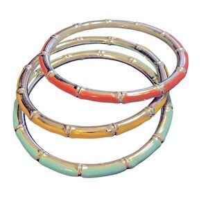 ✨ Vintage Bamboo-Style Plastic Bangle Bracelets in Pastel Colors - Set of 3 ✨